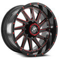 XF OFFROAD XF-216 Gloss Black Red Milled | 20x10 -12 125.2 (8x165.1/8x180)