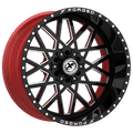 XF OFFROAD XFX-307 Gloss Black Milled W/Red Inner | 24x12 -44 106.4 (6x135/6x139.7)