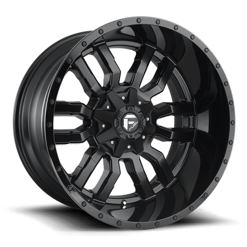 FUEL OFF-ROAD D596 SLEDGE MATTE BLACK GLOSS BLACK LIP | 24x12 -44 125.1 (8x165.1)