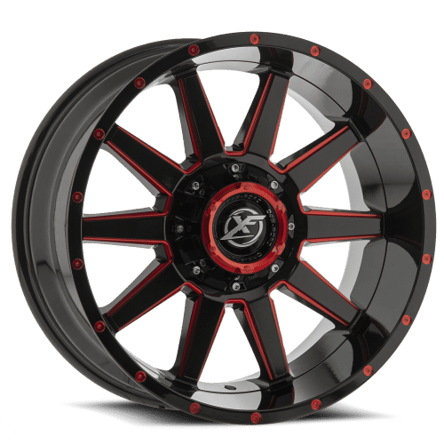XF OFFROAD XF-219 Black Milled Red | 20x10 -12 106.4 (6x135/6x139.7)