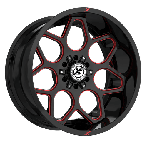 XF OFFROAD XF-233 Gloss Black Milled Red | 20x10 -12 106.4 (6x135/6x139.7)