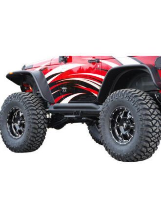 MBRP 2007-2017 Jeep Wrangler JK Rock Rail Kit Black Coated Exhaust Step.
